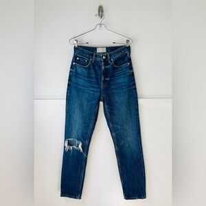 Everlane The 90s Cheeky High Rise Destructed Blue Jean